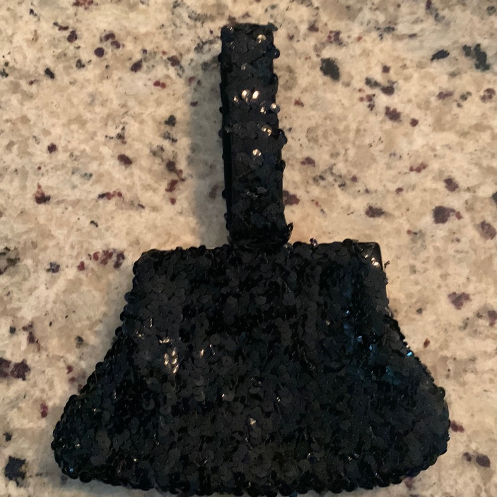 Vintage Black Sequin Small Purse